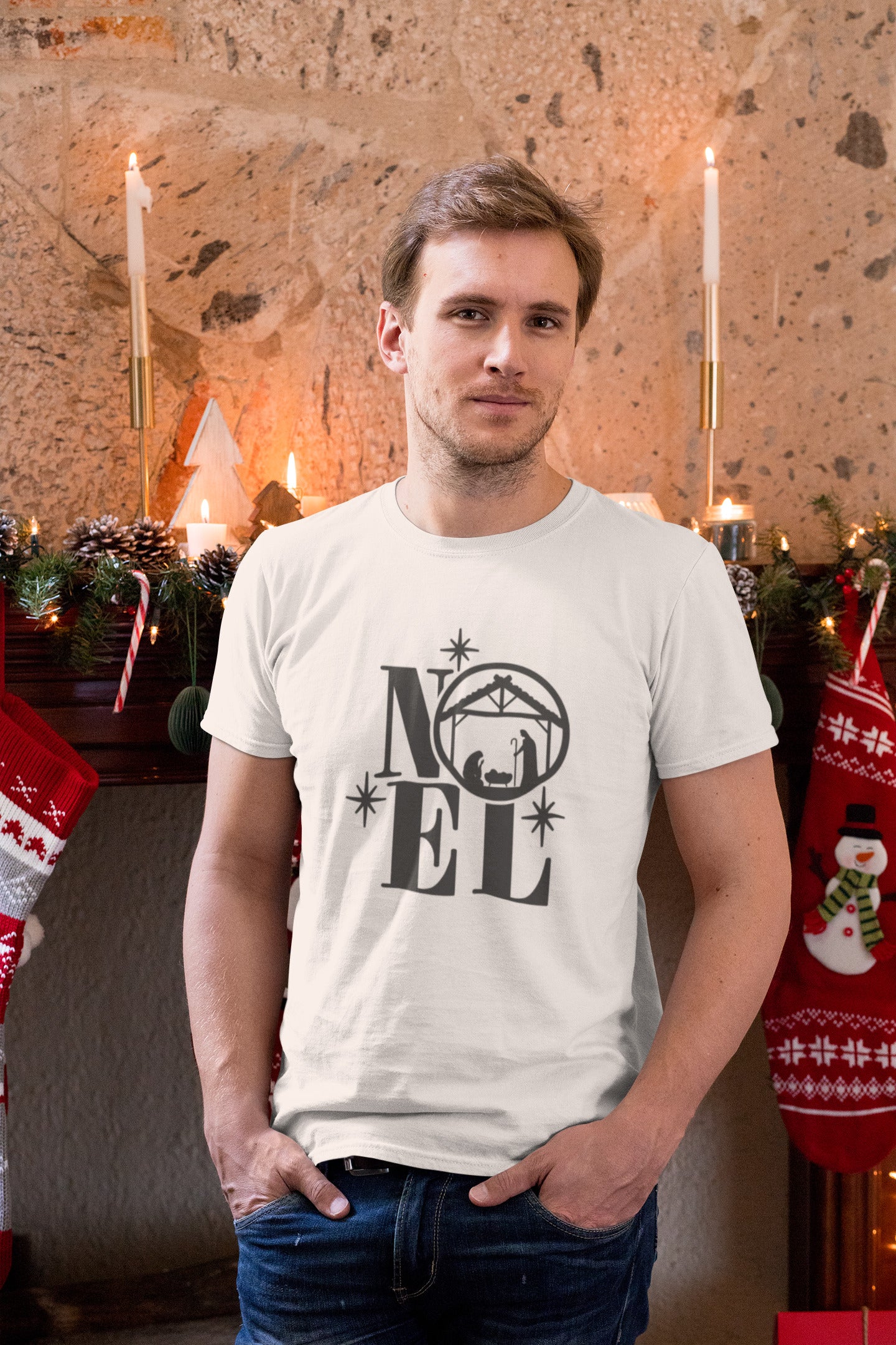 Noel Nativity Christmas T-Shirt Elegant Xmas Tee with Nativity Design Galaxy Tees