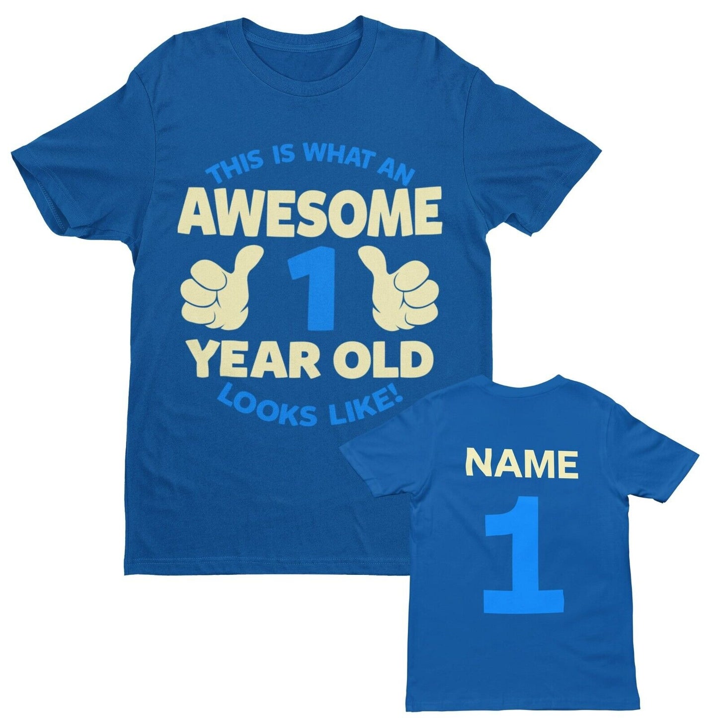 PERSONALISED Boys 1st Birthday T Shirt  Awesome 1 Year Old NAME AND AGGalaxy Tees