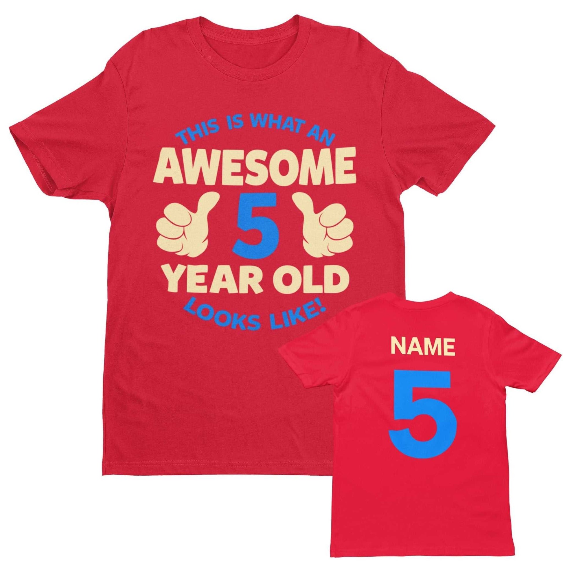 PERSONALISED Boys 5th Birthday T Shirt Awesome 5 Year Old NAME AND AGEGalaxy Tees