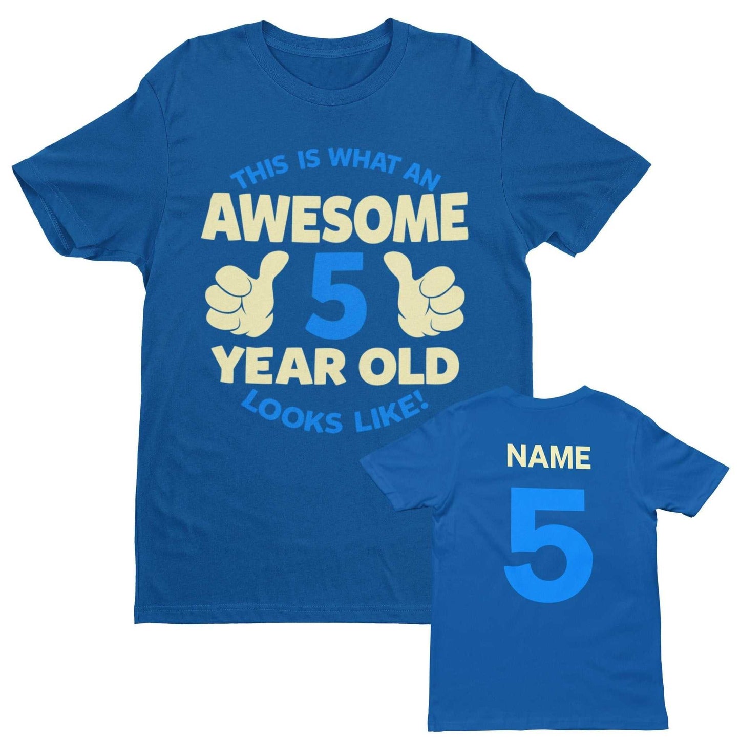 PERSONALISED Boys 5th Birthday T Shirt Awesome 5 Year Old NAME AND AGEGalaxy Tees