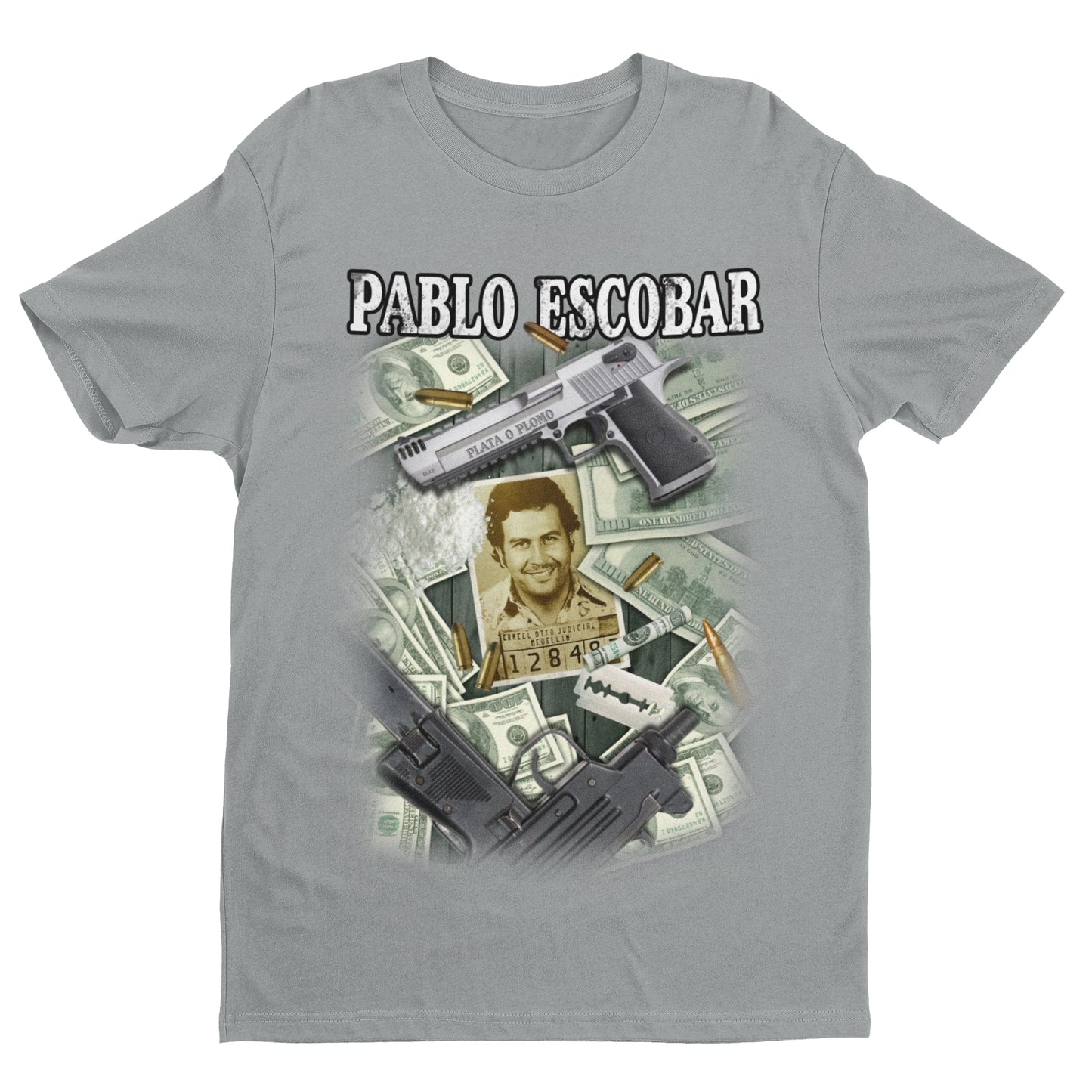 Pablo Escobar T Shirt Retro Guns Crime Smuggling Gangster Columbia DolGalaxy Tees