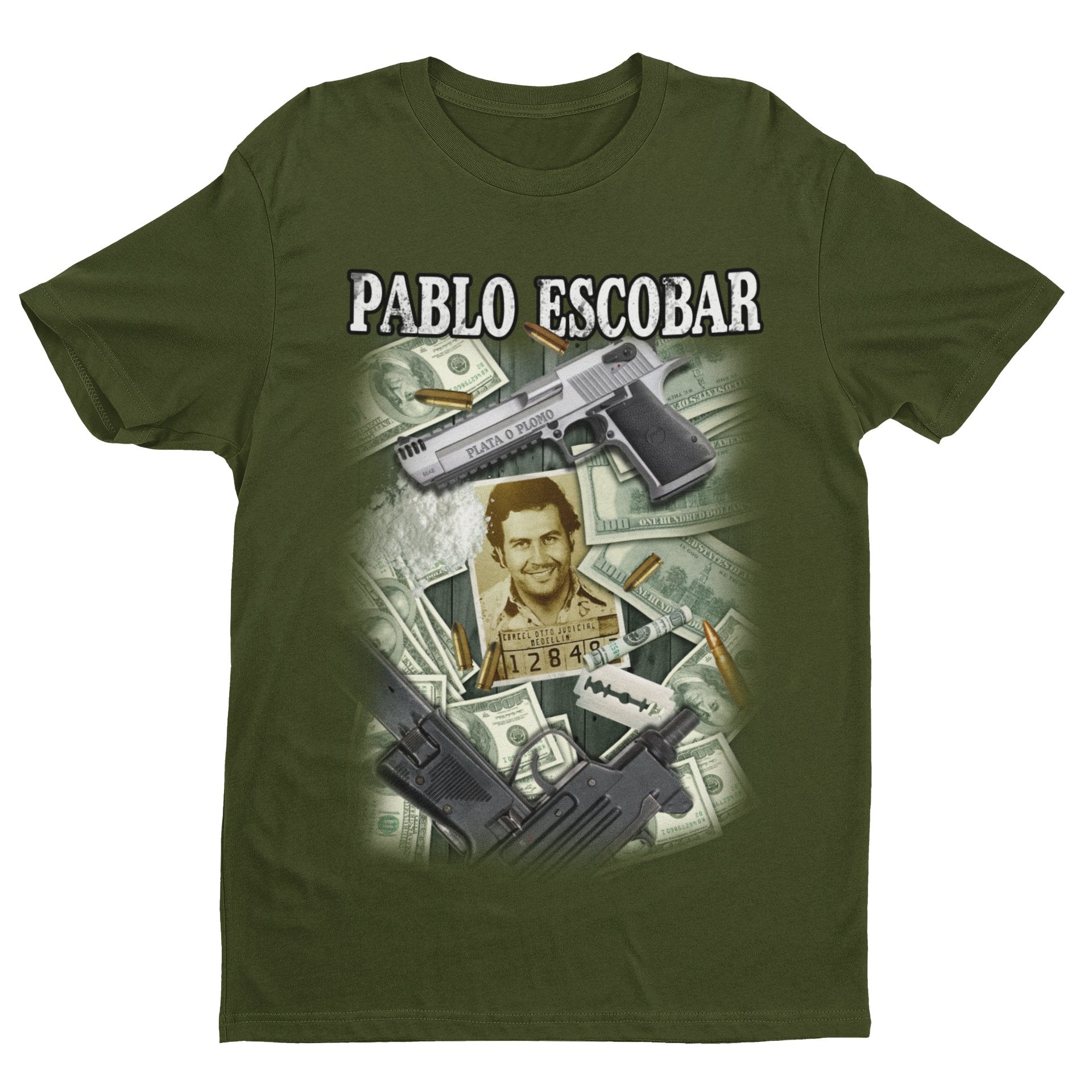 Pablo Escobar T Shirt Retro Guns Crime Smuggling Gangster Columbia DolGalaxy Tees