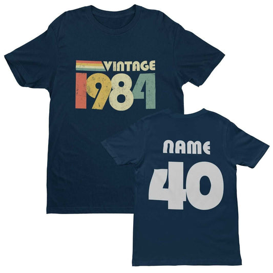 Personalised 40th Birthday in 2024 T Shirt Vintage 1984 Name on Back GGalaxy Tees