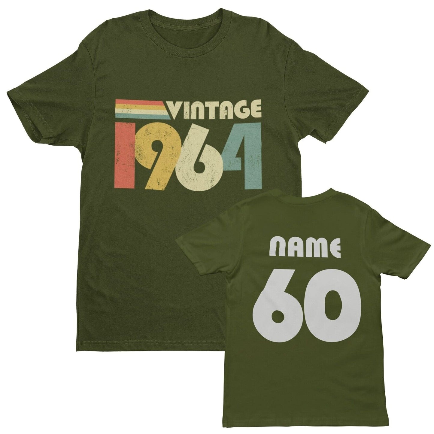 Personalised 60th Birthday in 2024 T Shirt Vintage 1964 Name on Back GGalaxy Tees