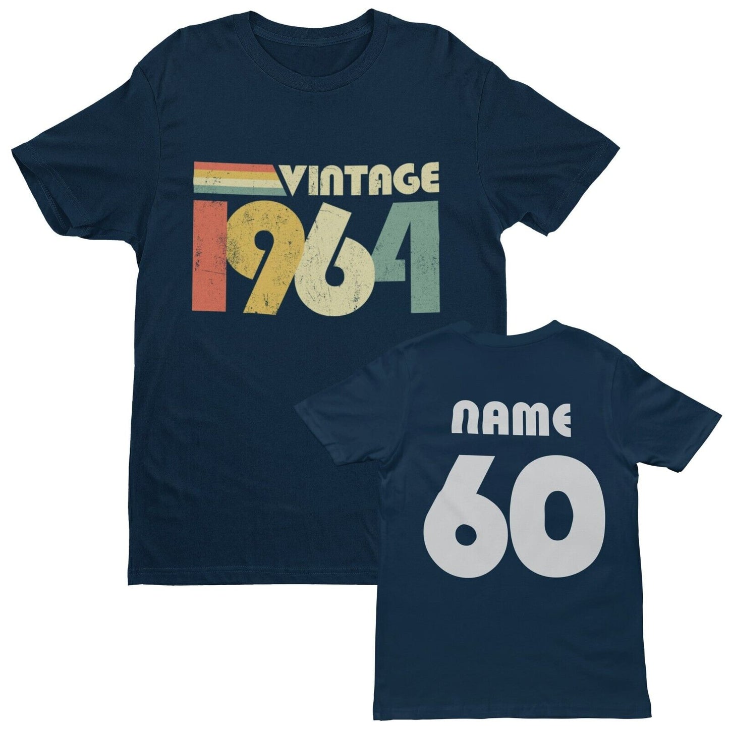 Personalised 60th Birthday in 2024 T Shirt Vintage 1964 Name on Back GGalaxy Tees