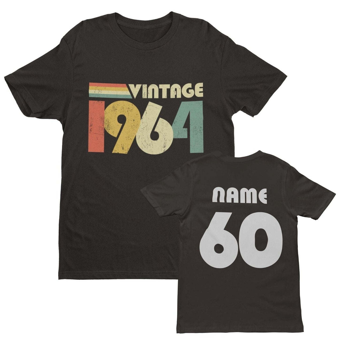 Personalised 60th Birthday in 2024 T Shirt Vintage 1964 Name on Back GGalaxy Tees