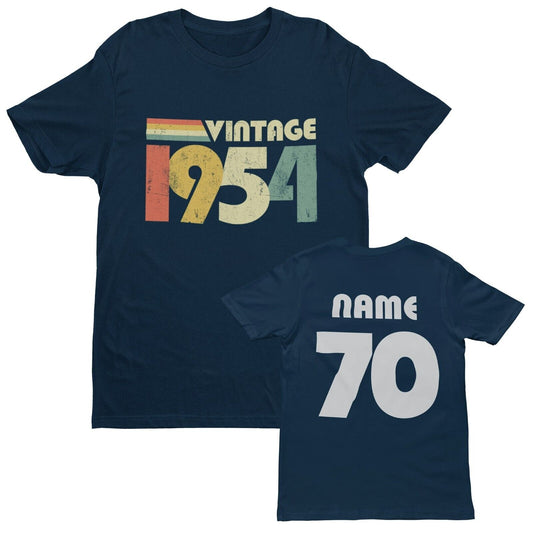 Personalised 70th Birthday in 2024 T Shirt Vintage 1954 Name on Back GGalaxy Tees