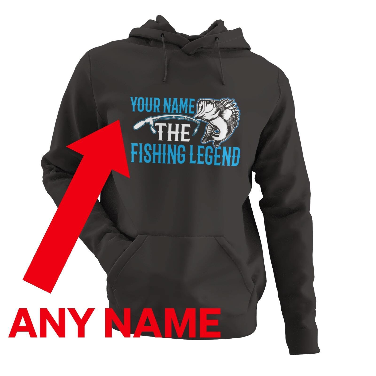 Personalised Anglers Hoodie ANY NAME the FISHING LEGEND Funny Dad FishGalaxy Tees