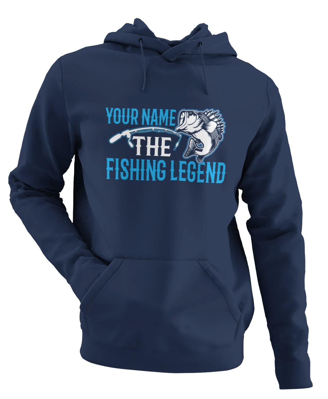 Personalised Anglers Hoodie ANY NAME the FISHING LEGEND Funny Dad FishGalaxy Tees