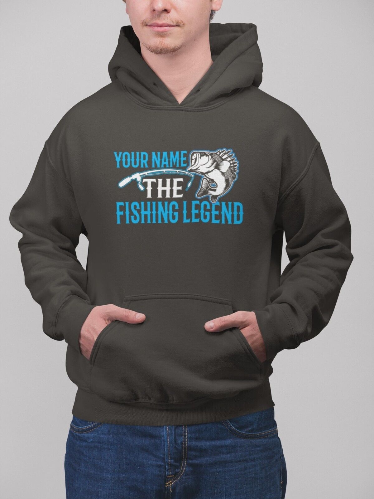 Personalised Anglers Hoodie ANY NAME the FISHING LEGEND Funny Dad FishGalaxy Tees