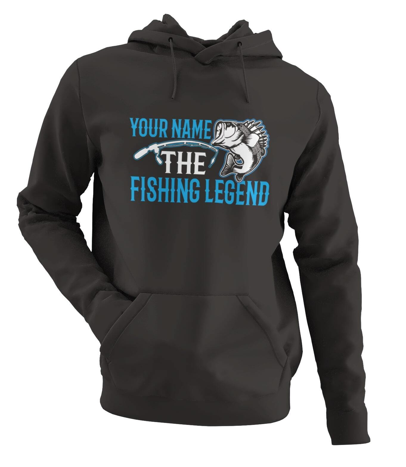 Personalised Anglers Hoodie ANY NAME the FISHING LEGEND Funny Dad FishGalaxy Tees