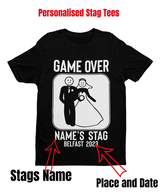 Personalised STAG DO T Shirts Custom Printed Names Location Year Bulk Galaxy Tees