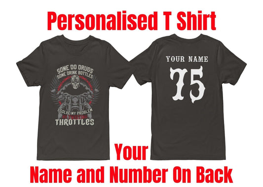 Personalised Sober Biker T Shirt Name and Number on Back Recovery ThemGalaxy Tees