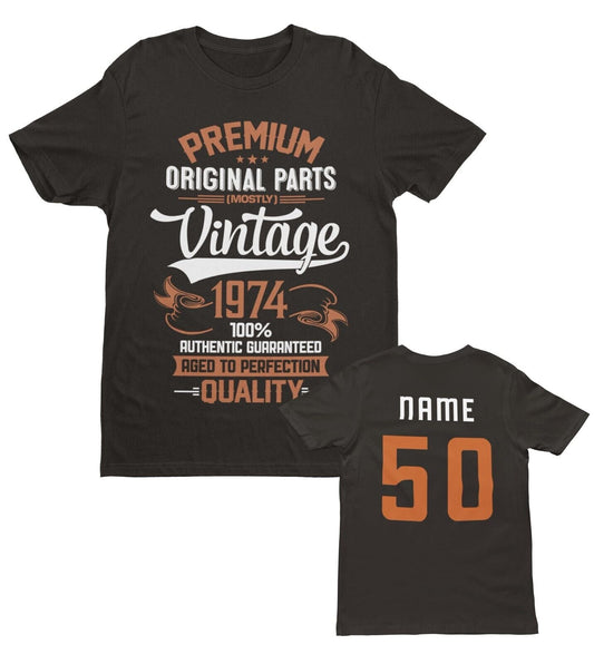 Personalised Vintage 1974 Original Parts 50th Birthday 2024 T Shirt NaGalaxy Tees