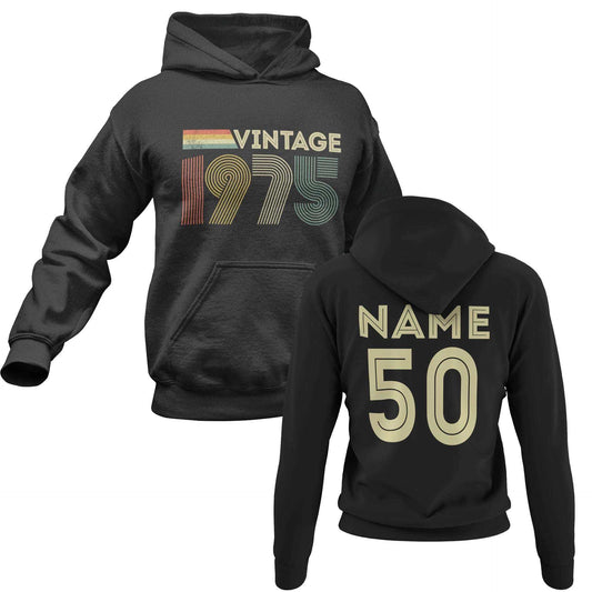 Personalised Vintage 1975 Hoodie 50th Birthday Gift for 2025 Name & AgGalaxy Tees