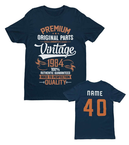 Personalised Vintage 1984 Original Parts 40th Birthday 2024 T Shirt NaGalaxy Tees