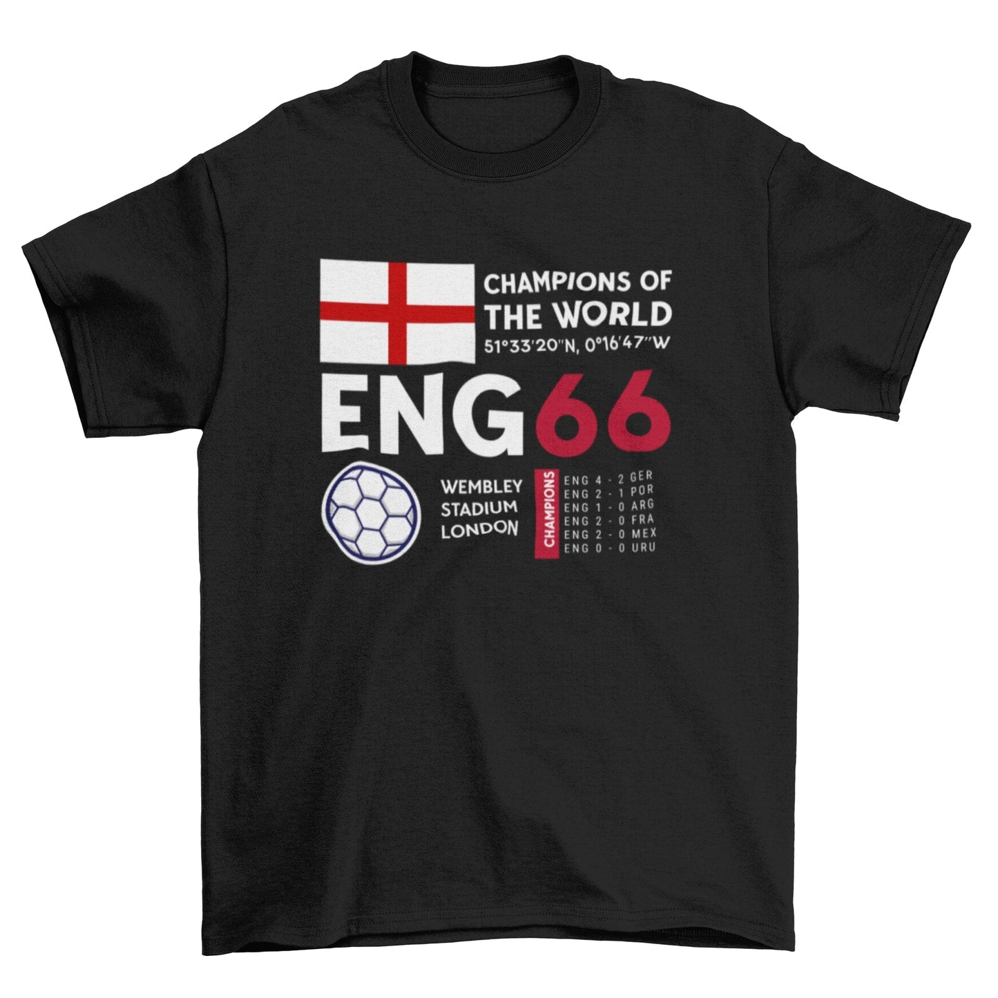 Retro Football T Shirt England 1966 Champions Of The World Cup WinnersGalaxy Tees