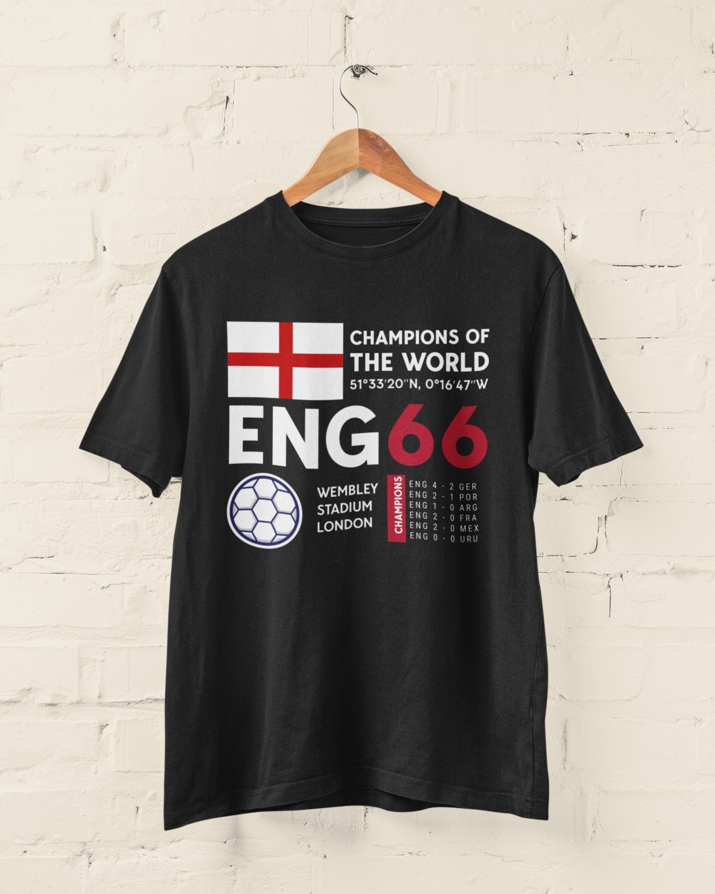 Retro Football T Shirt England 1966 Champions Of The World Cup WinnersGalaxy Tees