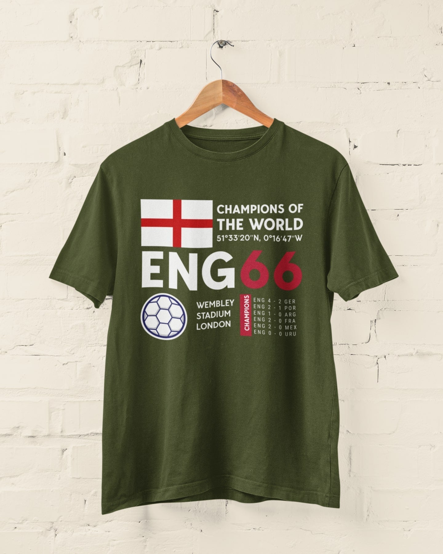 Retro Football T Shirt England 1966 Champions Of The World Cup WinnersGalaxy Tees