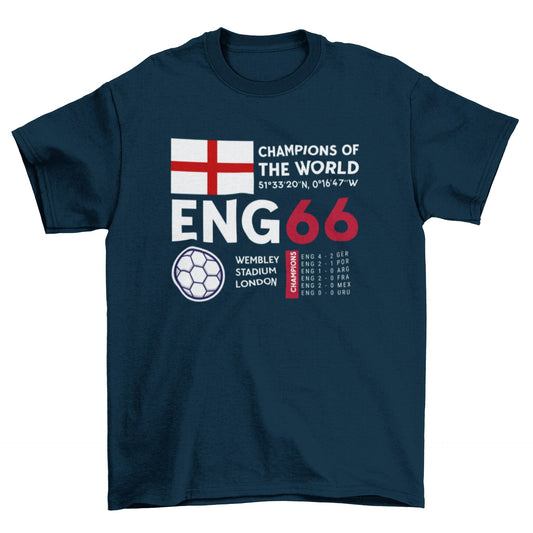 Retro Football T Shirt England 1966 Champions Of The World Cup WinnersGalaxy Tees