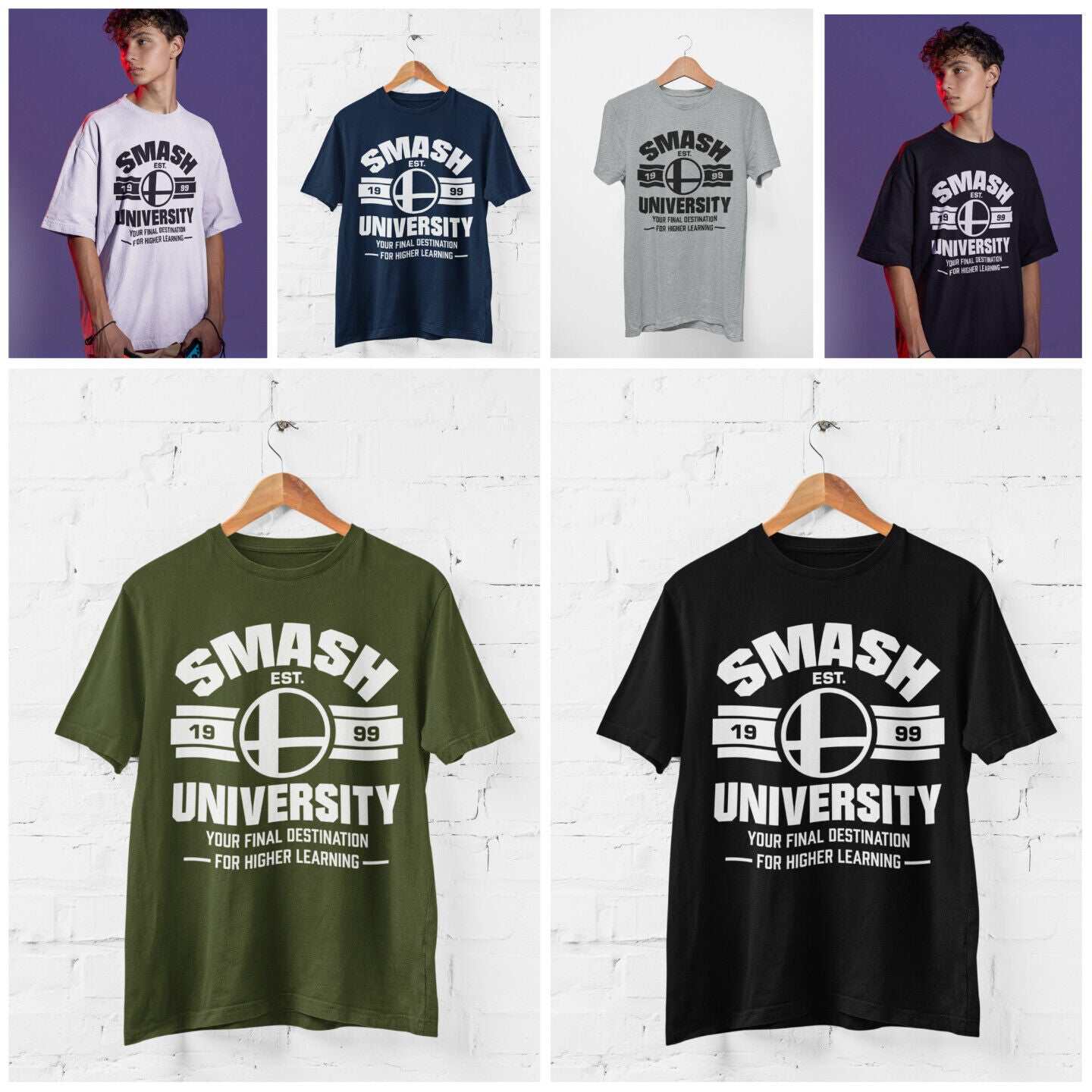 Retro Gaming T Shirt Smash University Est 1999 Bros Super Classic GameGalaxy Tees