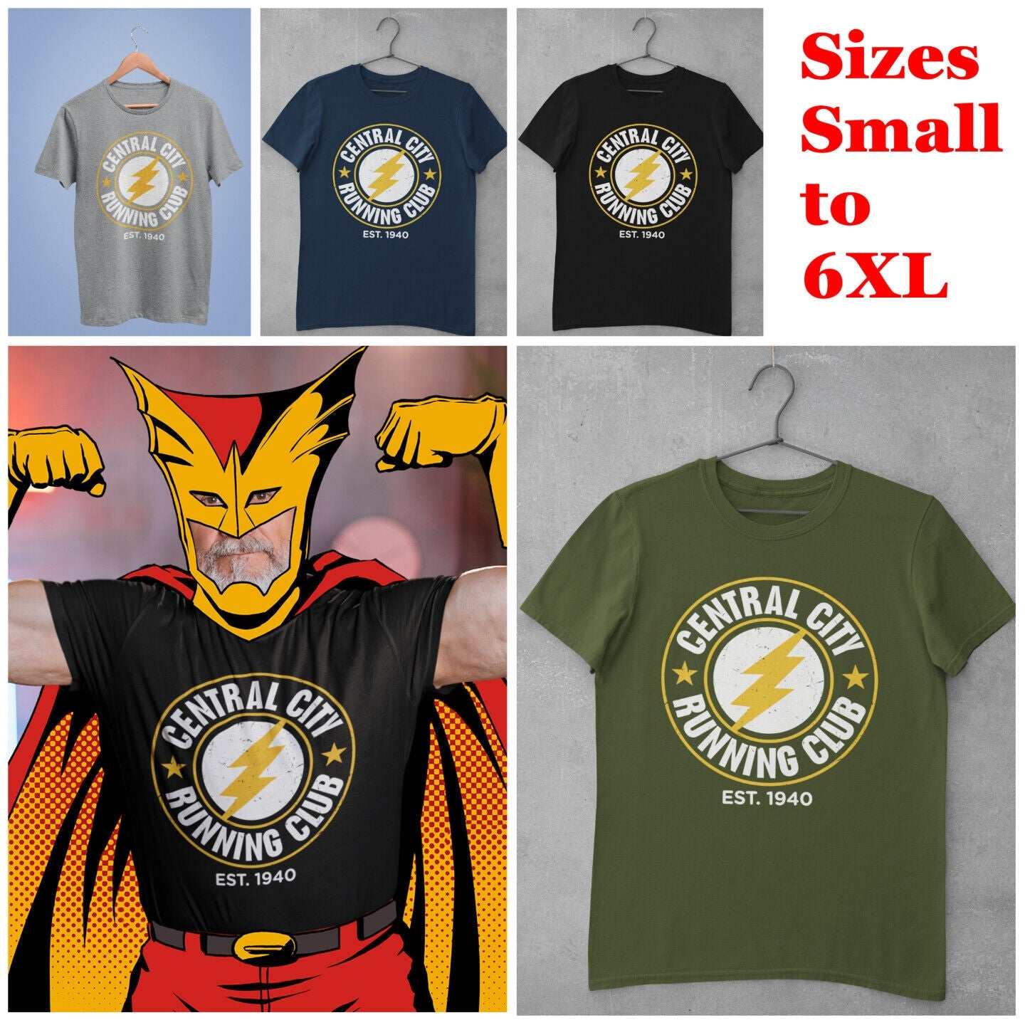 Retro Superhero T Shirt Central City Running CLub est 1940 Flash The FGalaxy Tees