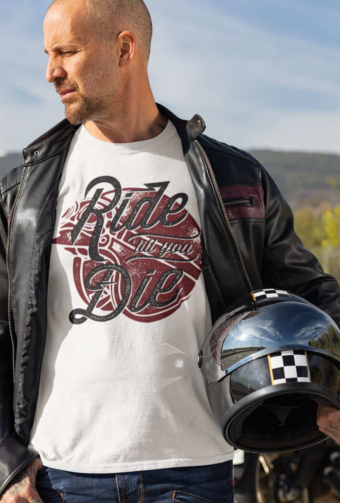 Ride Till You Die Biker T Shirt Helmet Design Motorcycle Slogan Gift IGalaxy Tees