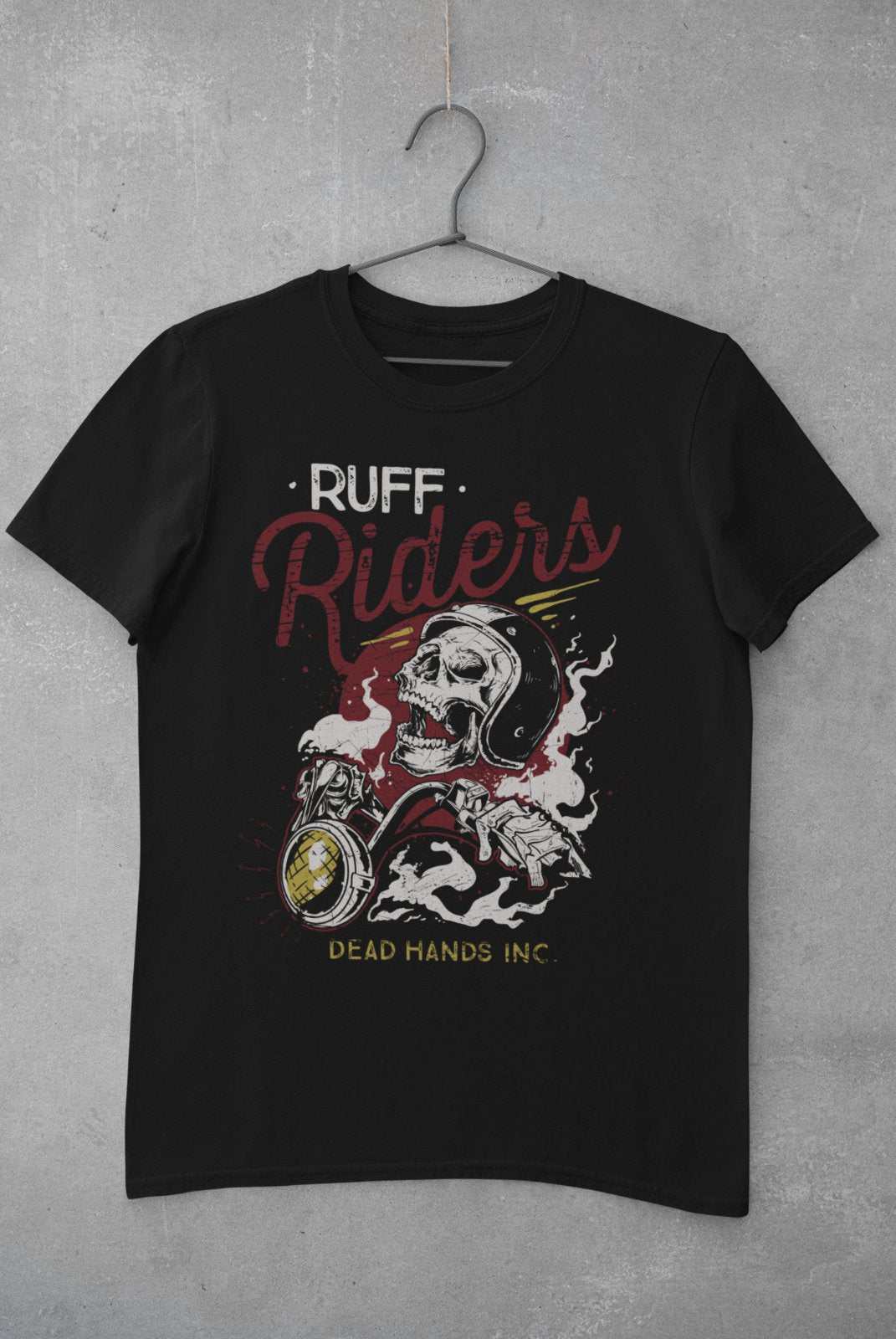 Ruff Riders Biker T Shirt Motorcycle Skull Helmet Design Motorbike GifGalaxy Tees