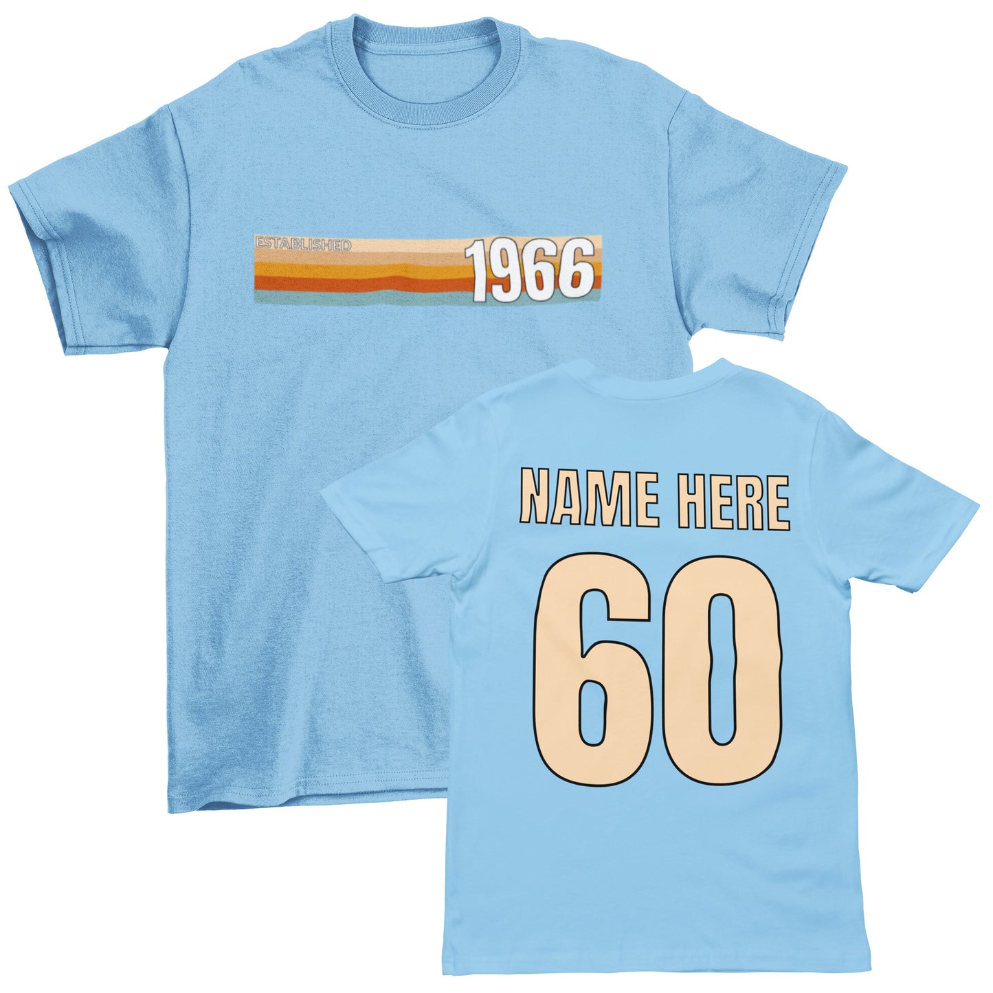 Personalised Vintage 1966 60th Birthday T-Shirt with Name on Back