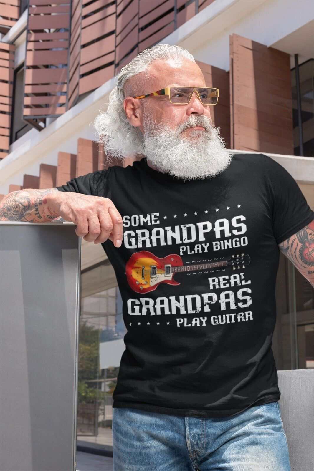 Some Grandpas Play Bingo REAL Grandpa Plays Guitar Funny T Shirt GranaGalaxy Tees