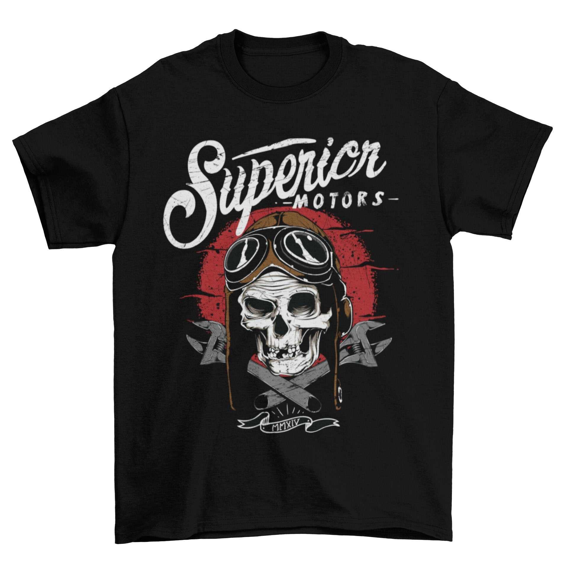 Superior Motors Biker T Shirt Skull Spanners Classic Motorcycle MechanGalaxy Tees