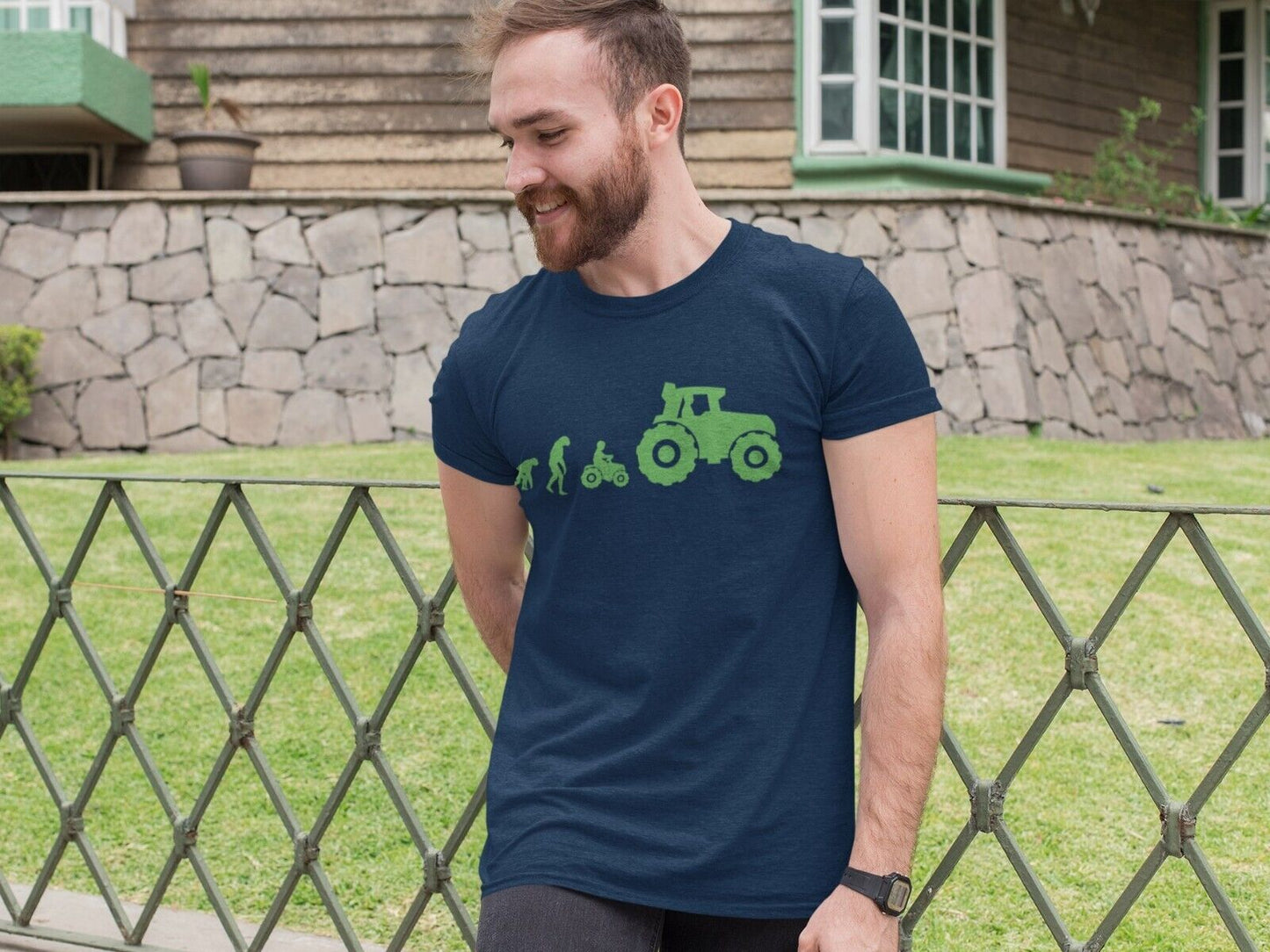 The Evolution of FARMING T Shirt Funny Ape To Man To Tractor Novelty TGalaxy Tees