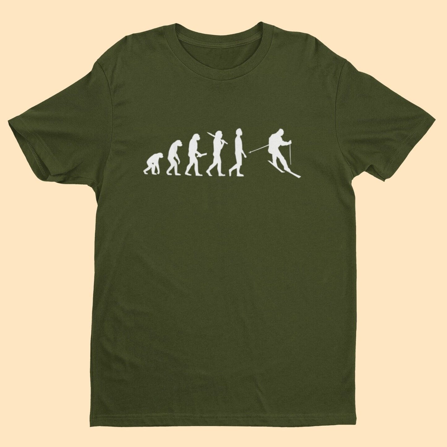 The Evolution of SKIING Funny T Shirt Ape To Man Darwin Design For SkiGalaxy Tees