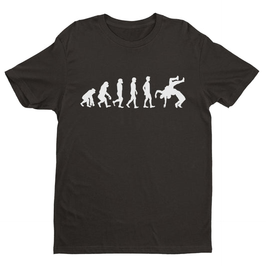 The Evolution of WRESTLING T Shirt Funny Ape To Man To Sports EntertaiGalaxy Tees