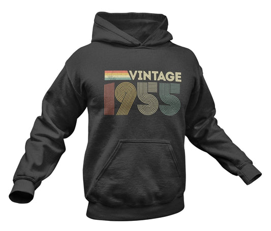 Vintage 1955 Hoodie 70th Birthday in 2025 Gift Idea Retro Font ClassicGalaxy Tees