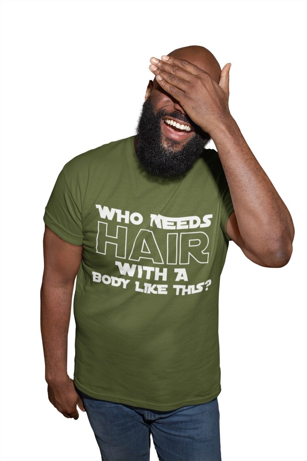 Who Needs Hair With A Body Like This? Funny T Shirt Tshirt Bald Joke GGalaxy Tees