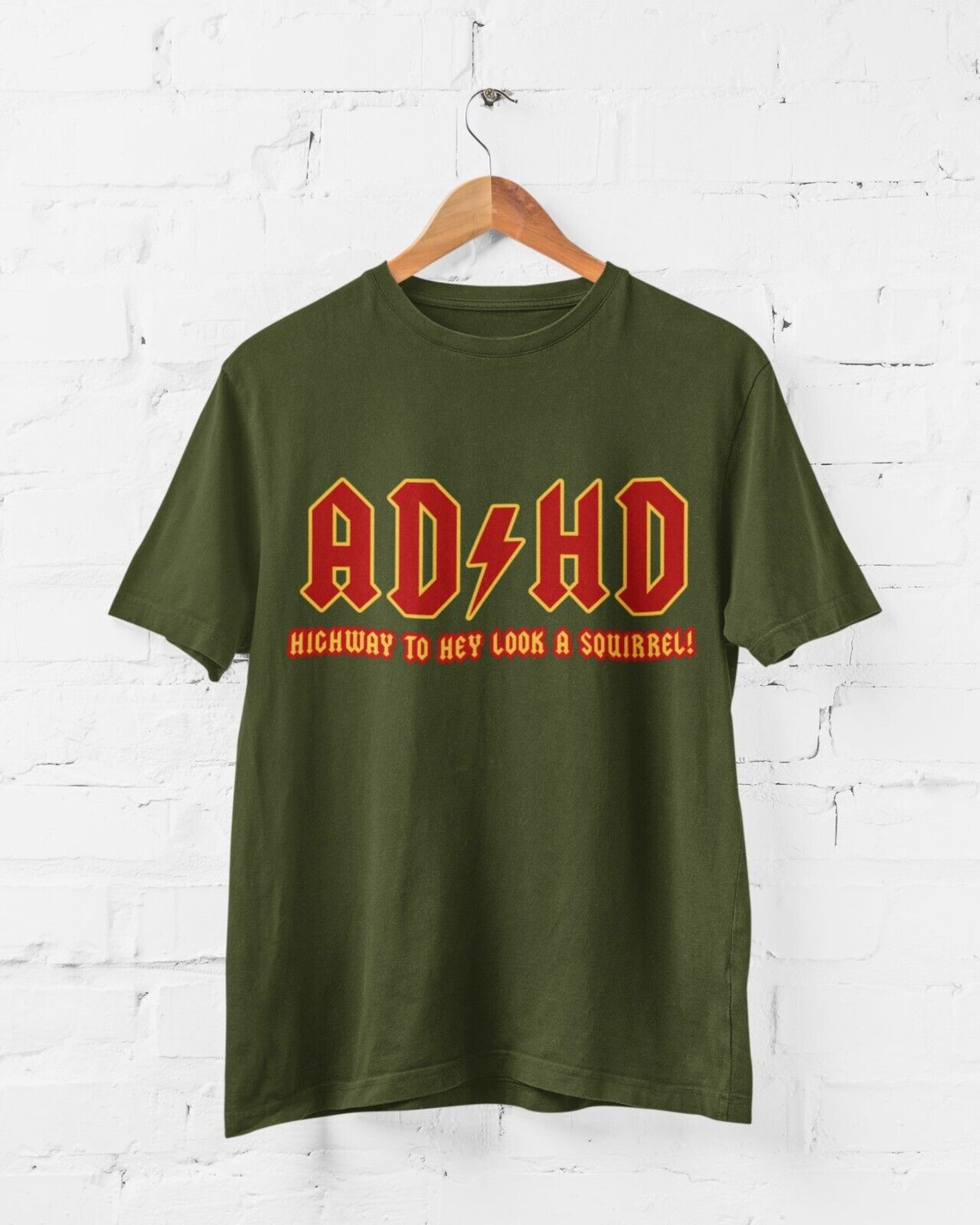 ADHD Highway To Hey Look A Squirrel Funny ADHD T-Shirt Mental Health T-Shirt Novelty T-Shirt