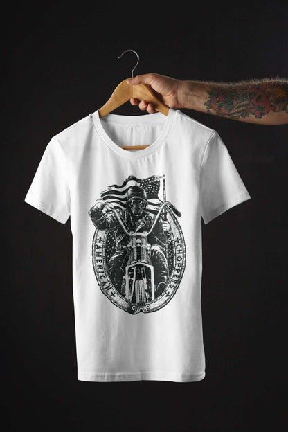 American Choppers Custom Biker T-Shirt Motorcycle Skull Classic American Flag T-Shirt Gift