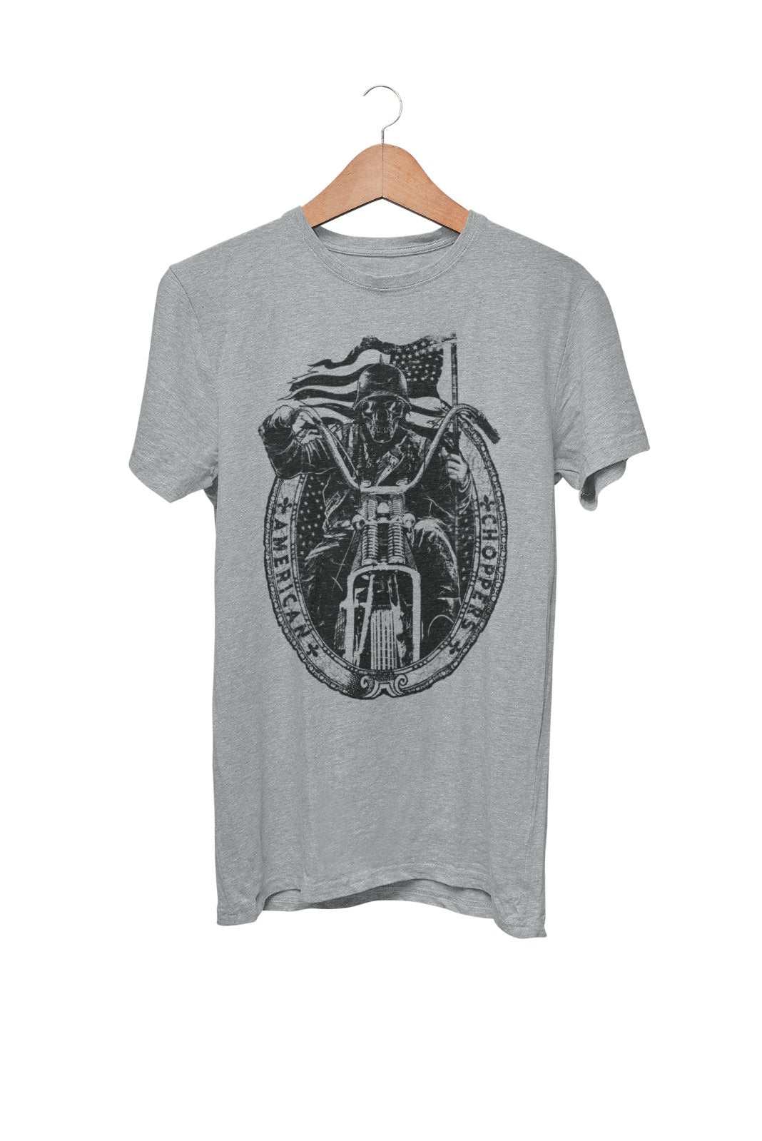 American Choppers Custom Biker T-Shirt Motorcycle Skull Classic American Flag T-Shirt Gift