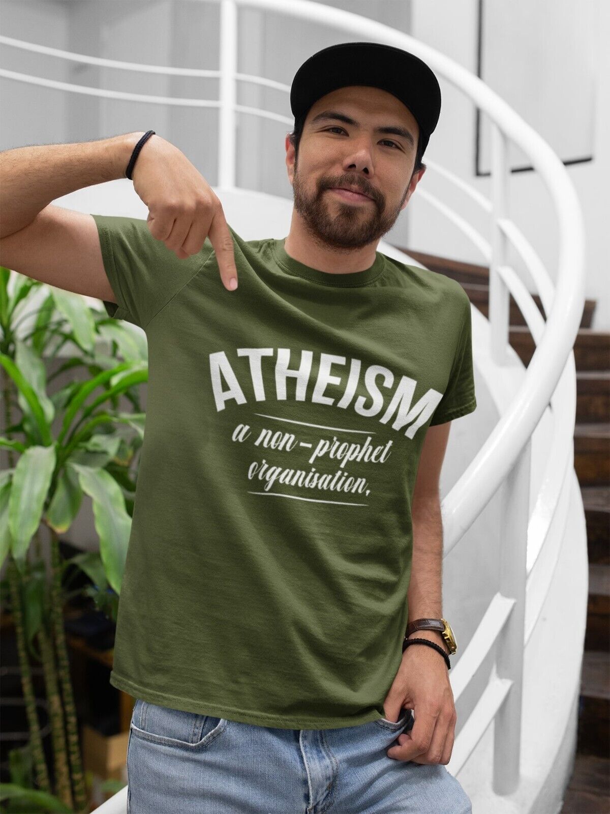 ATHEISM A NON PROPHET ORGANISATION Funny T-Shirt Atheist Gift Novelty Gift T-Shirt