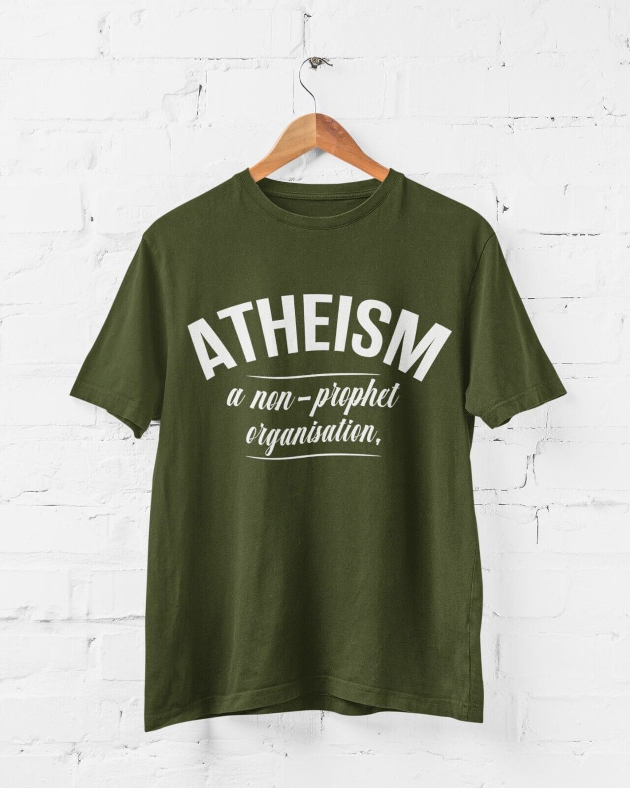 ATHEISM A NON PROPHET ORGANISATION Funny T-Shirt Atheist Gift Novelty Gift T-Shirt