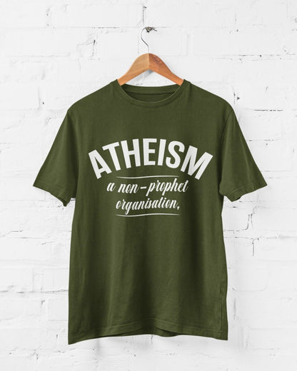 ATHEISM A NON PROPHET ORGANISATION Funny T-Shirt Atheist Gift Novelty Gift T-Shirt
