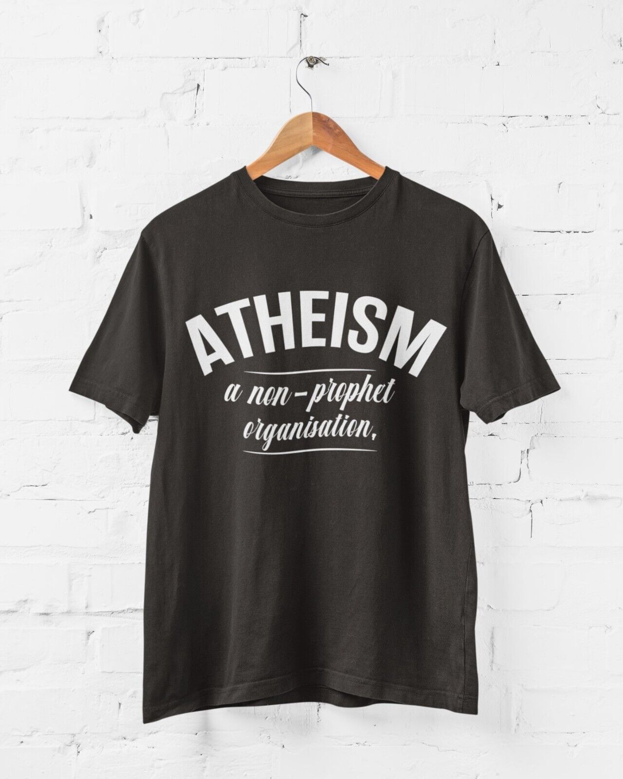 ATHEISM A NON PROPHET ORGANISATION Funny T-Shirt Atheist Gift Novelty Gift T-Shirt