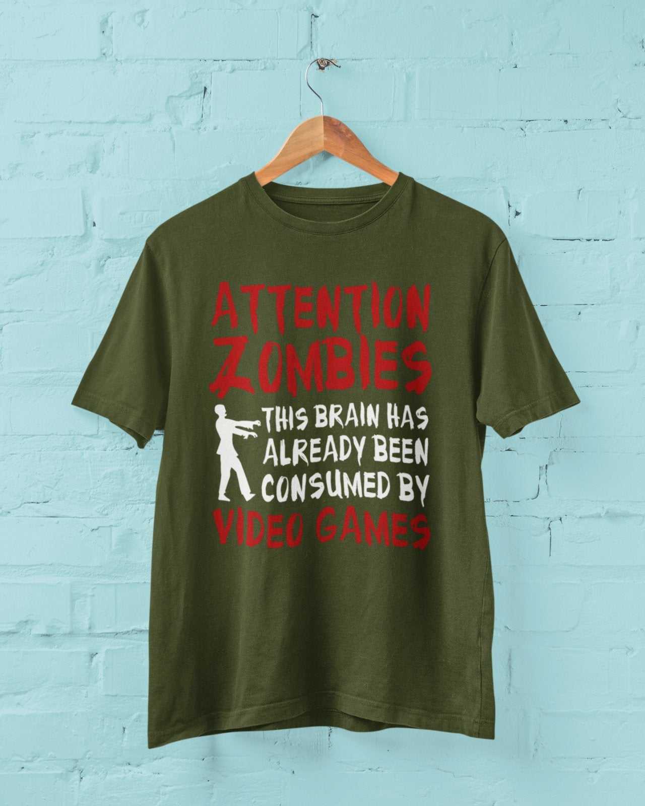 Attention Zombies This Brain Has Already Been Conusmed By Video Games T-Shirt T-Shirt