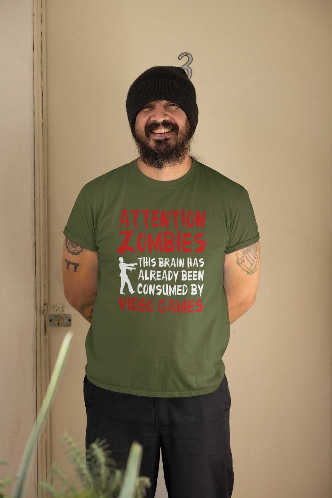 Attention Zombies This Brain Has Already Been Conusmed By Video Games T-Shirt T-Shirt