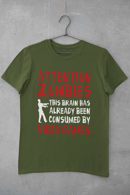 Attention Zombies This Brain Has Already Been Conusmed By Video Games T-Shirt T-Shirt