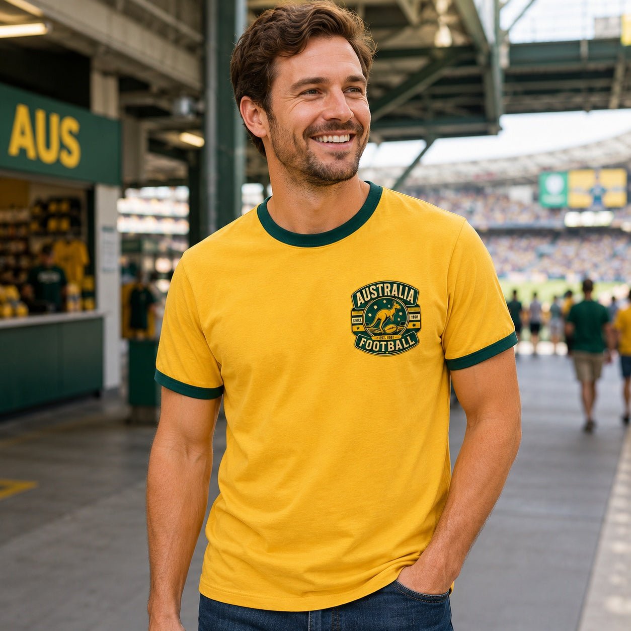Australia Country Ringer T-Shirt – Unisex Retro Contrast Trim Tee