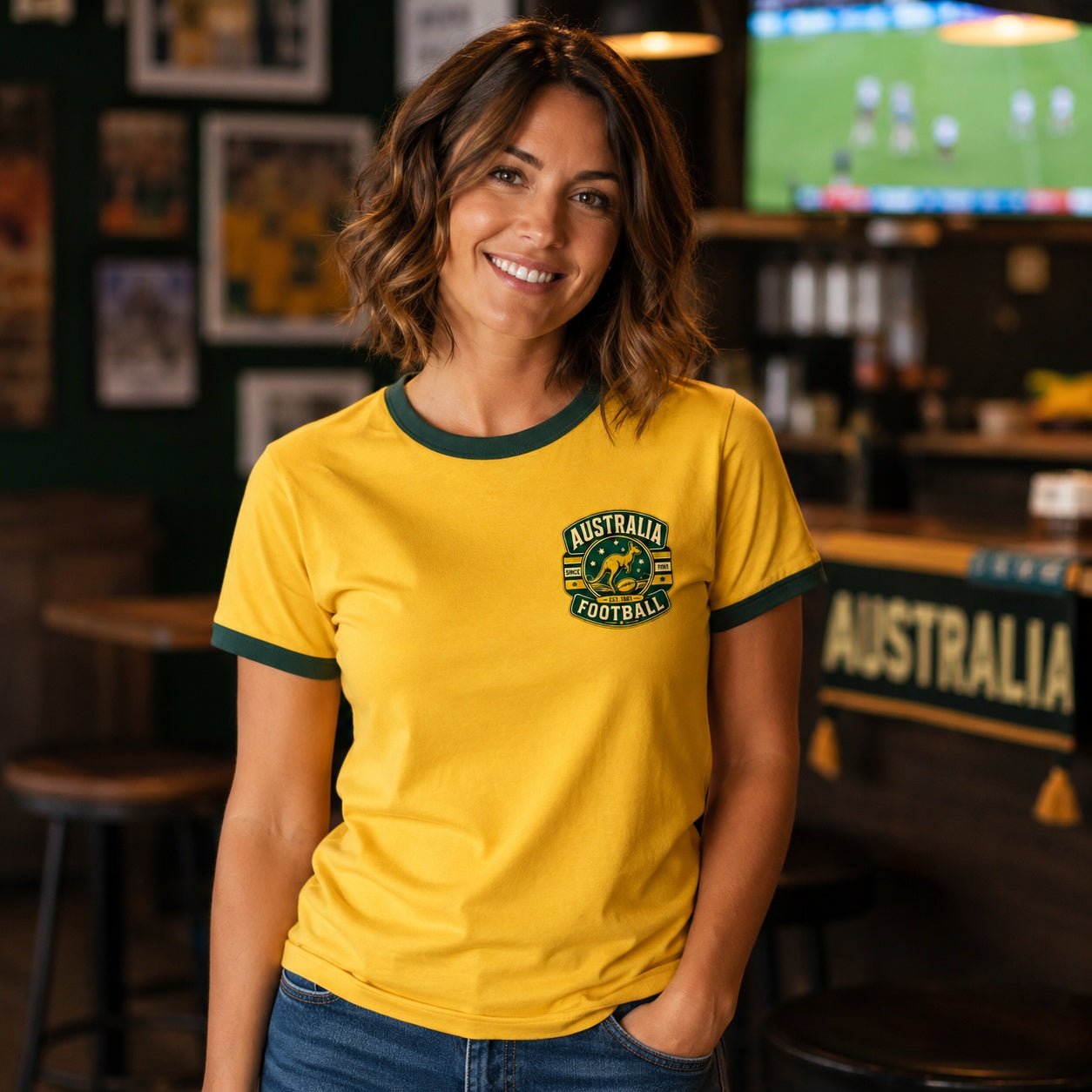 Australia Country Ringer T-Shirt – Unisex Retro Contrast Trim Tee