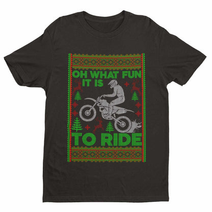 Biker Christmas Gift Motorbike T-Shirt Oh What Fun It Is To Ride jumper style