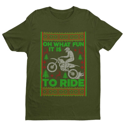 Biker Christmas Gift Motorbike T-Shirt Oh What Fun It Is To Ride jumper style